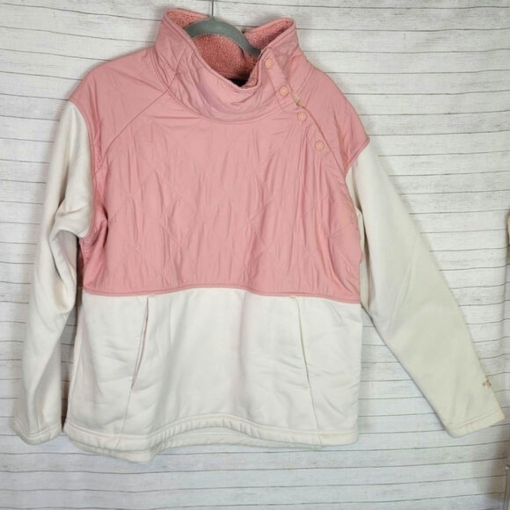 The North Face Rosie Sherpa Pullover Jacket in Mauve/Cream, sz XL